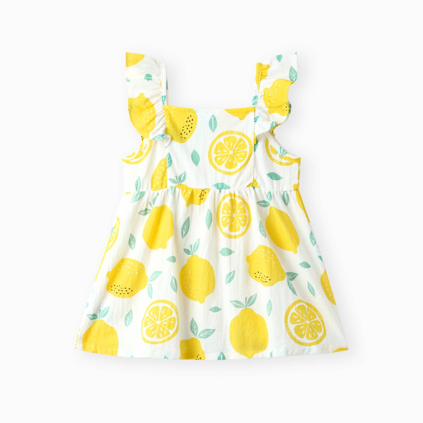 1pc Baby Girl Plaid&Lemon&Fruit Sweet Dress