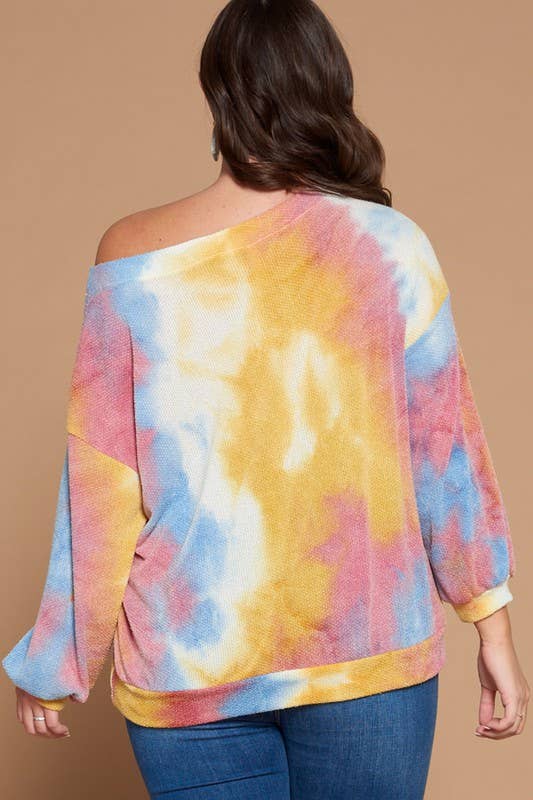 Plus Size Tie Dye Off Shoulder Top