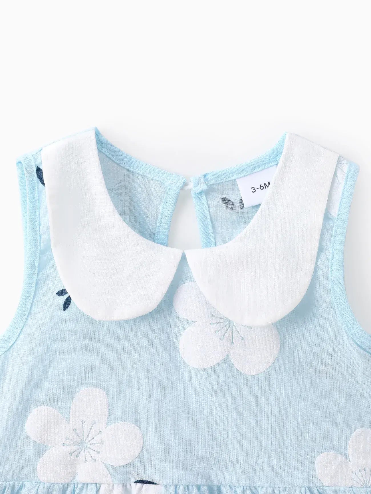 100% Cotton Baby Girl Peter Pan Collar Floral Print Tank Dress