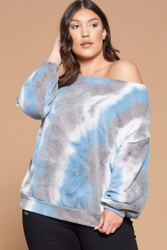 Plus Size Tie Dye Off Shoulder Top