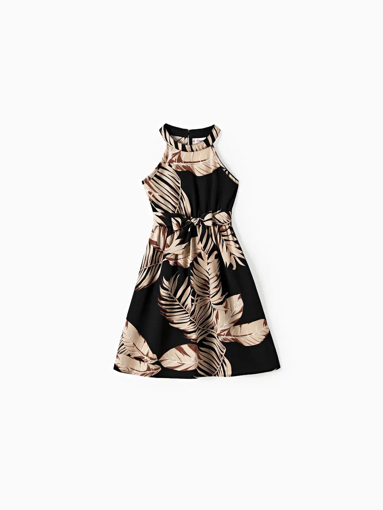 Toddler or Kid Girl Leaf Sleeveless Halter Dresses