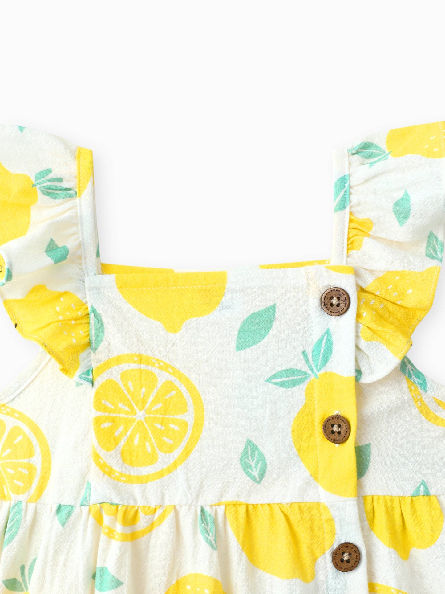 1pc Baby Girl Plaid&Lemon&Fruit Sweet Dress