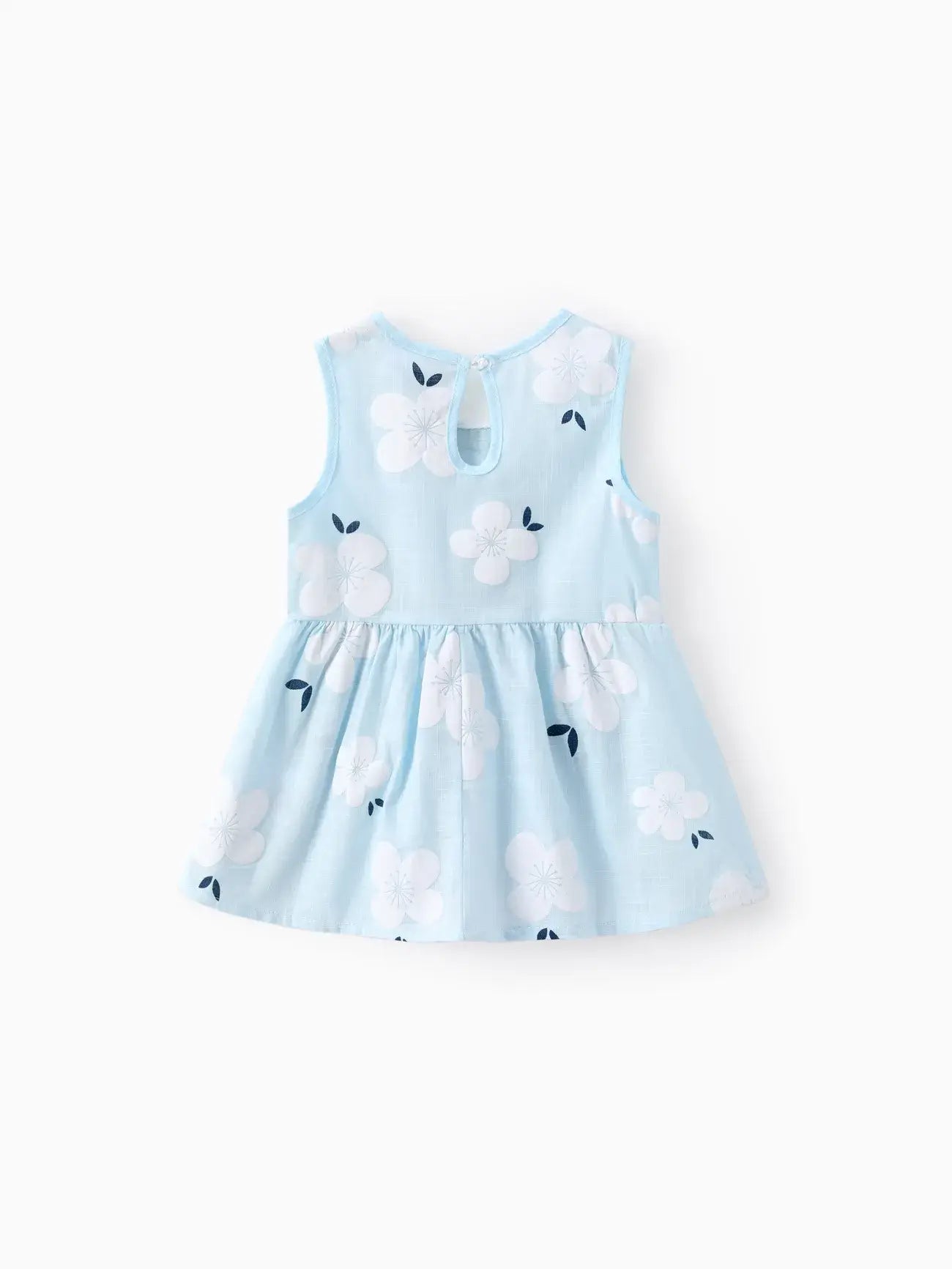 100% Cotton Baby Girl Peter Pan Collar Floral Print Tank Dress