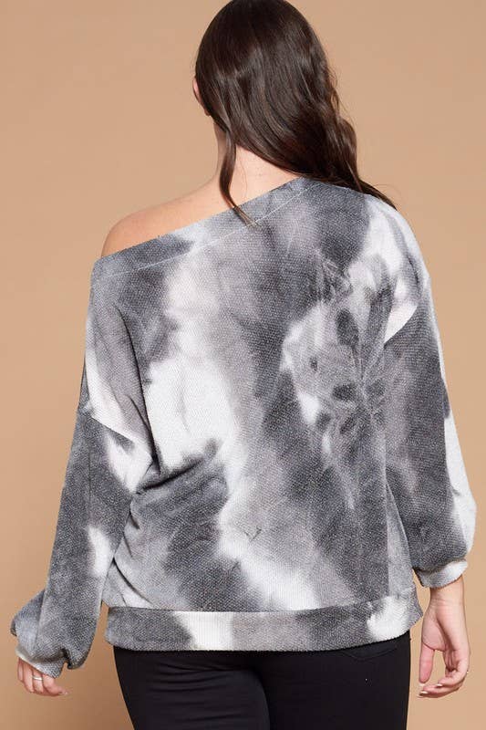 Plus Size Tie Dye Off Shoulder Top