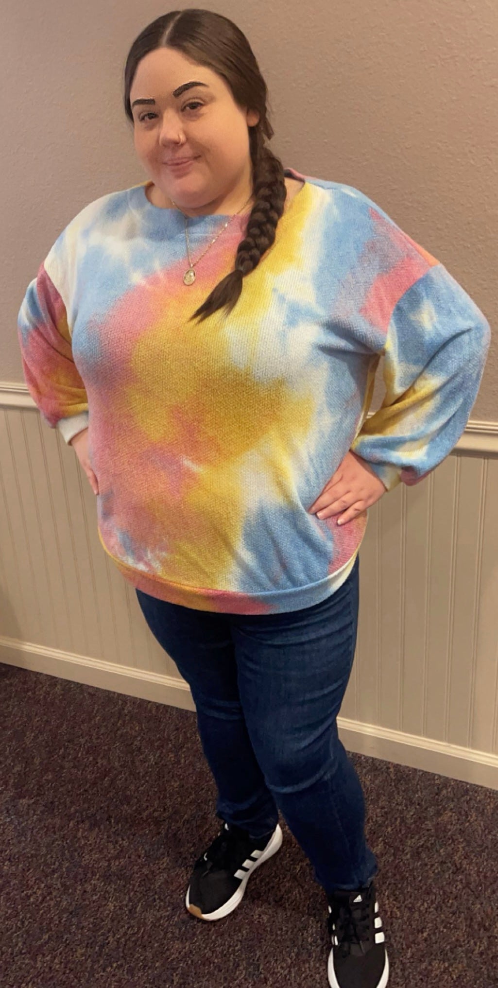 Plus Size Tie Dye Off Shoulder Top