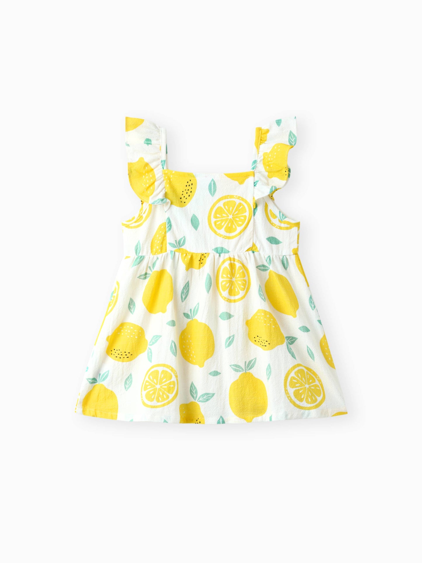 1pc Baby Girl Plaid&Lemon&Fruit Sweet Dress