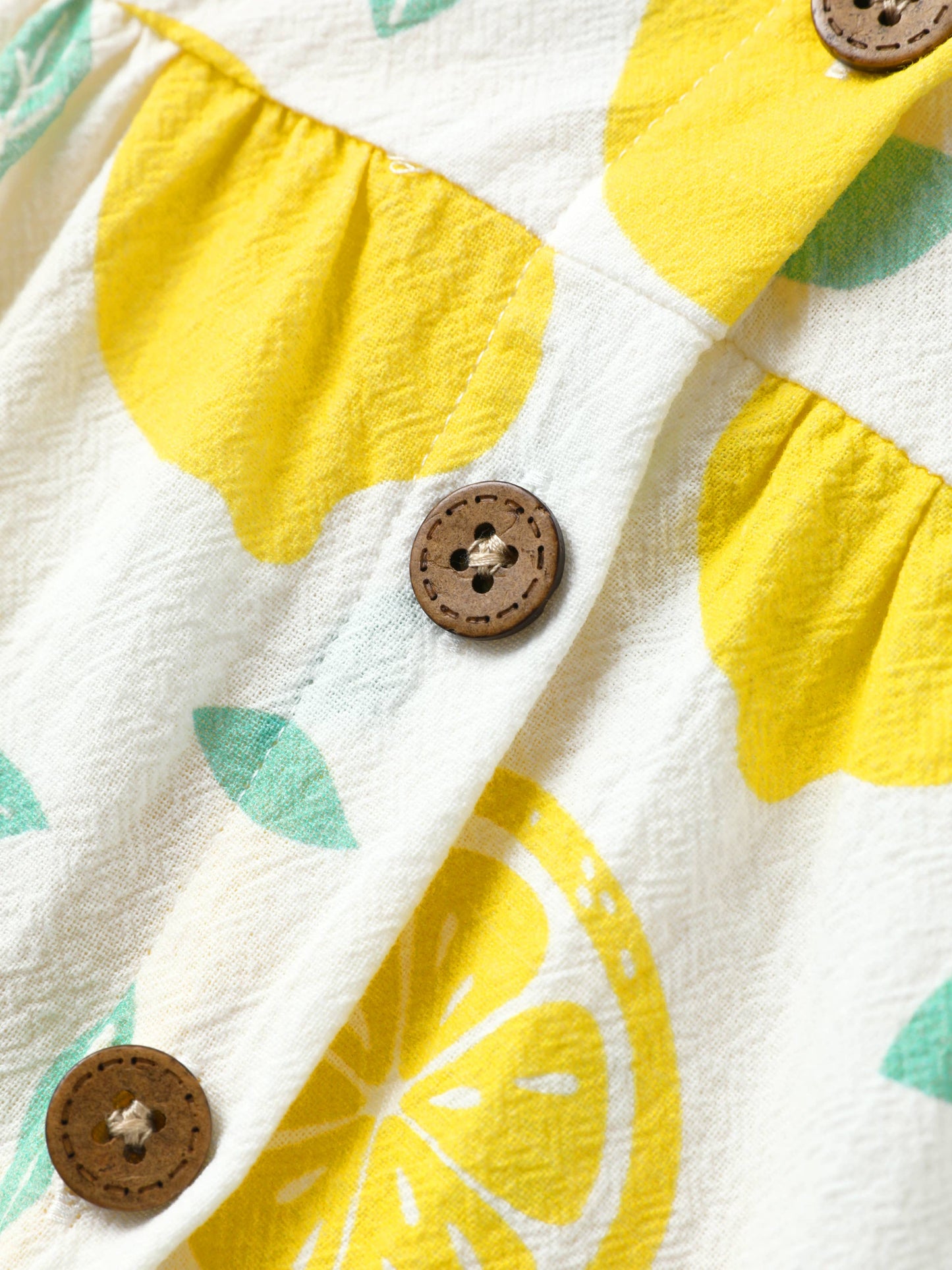 1pc Baby Girl Plaid&Lemon&Fruit Sweet Dress