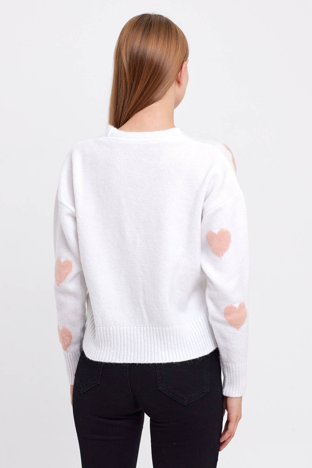 Heart Printed Knit Cardigan Cropped Cute Sweaters