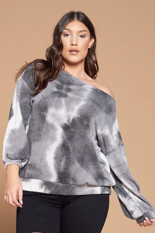 Plus Size Tie Dye Off Shoulder Top