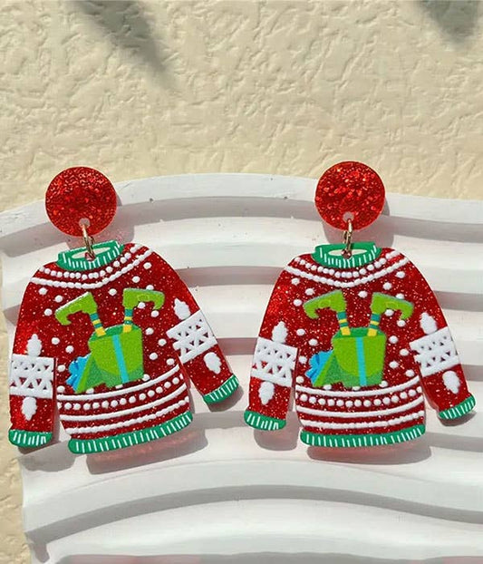 CHRISTMAS THEME UGLY SHIRT EARRING
