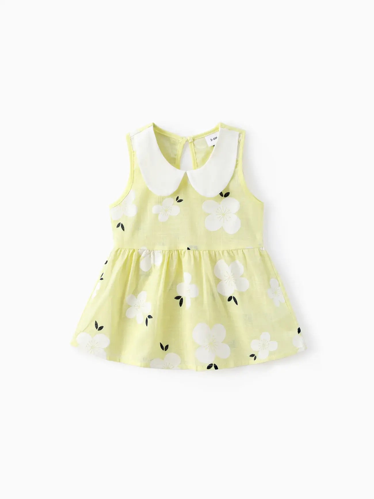 100% Cotton Baby Girl Peter Pan Collar Floral Print Tank Dress