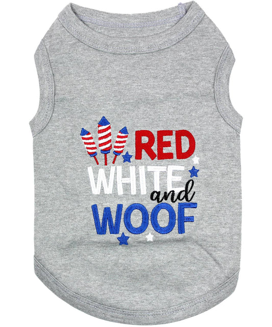 Red White and Woof Dog T-Shirt – Patriotic Outfit for Dogs
