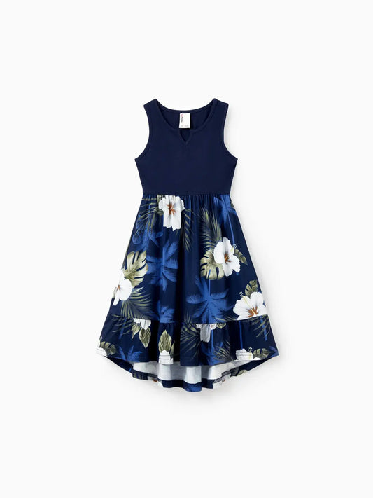 Toddler or Kid Girl Floral Splicing Sleeveless Dress