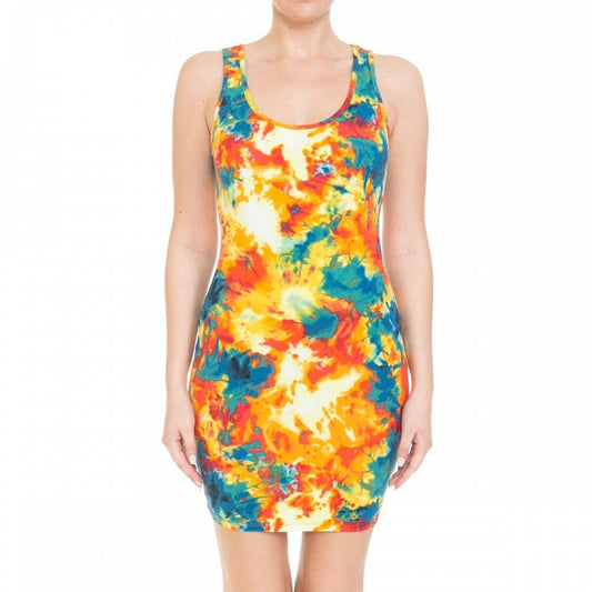TIE DYE PRINT SCOOP NECK RACERBACK SLEEVELESS KNIT