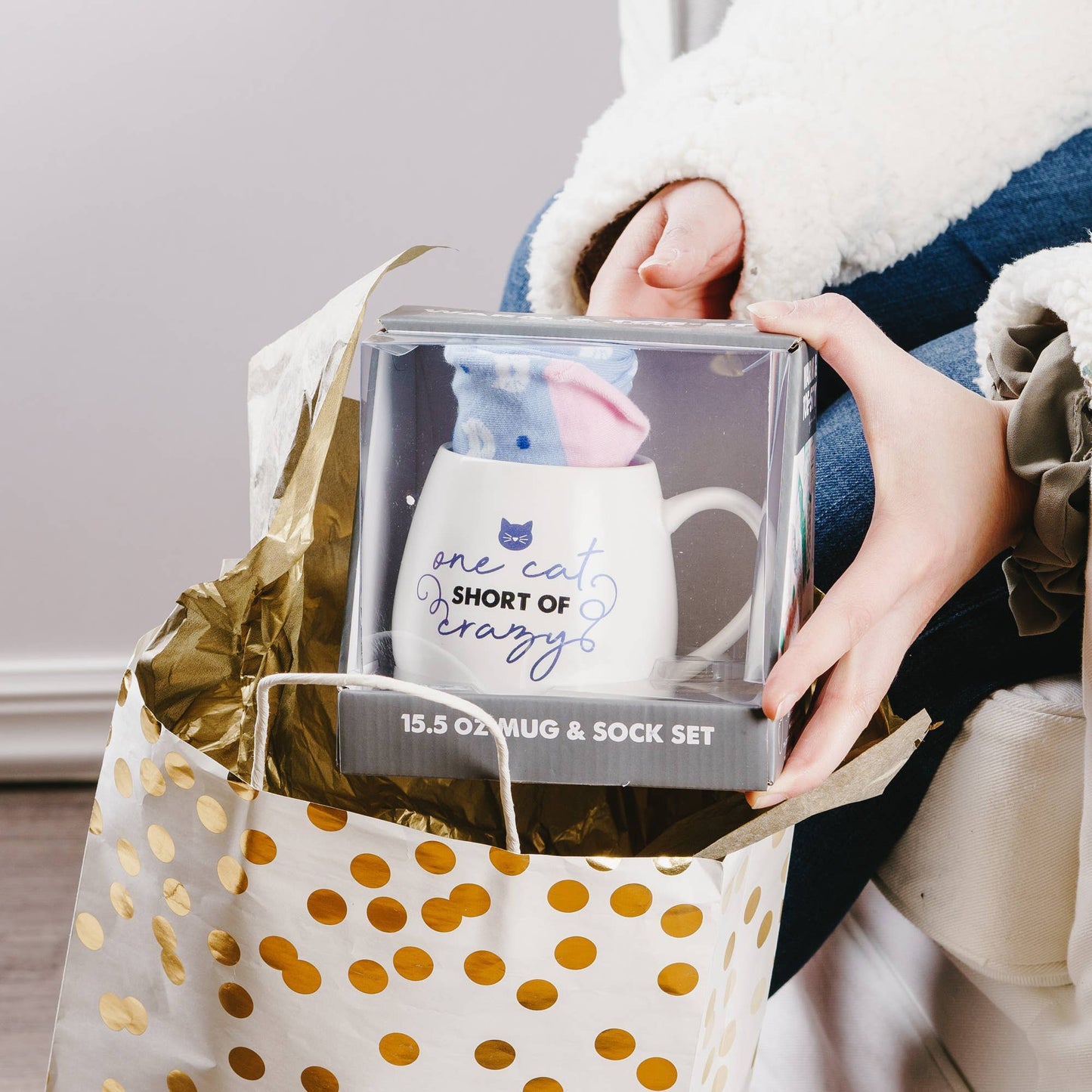 Cat - 15.5 oz Mug and Sock Set