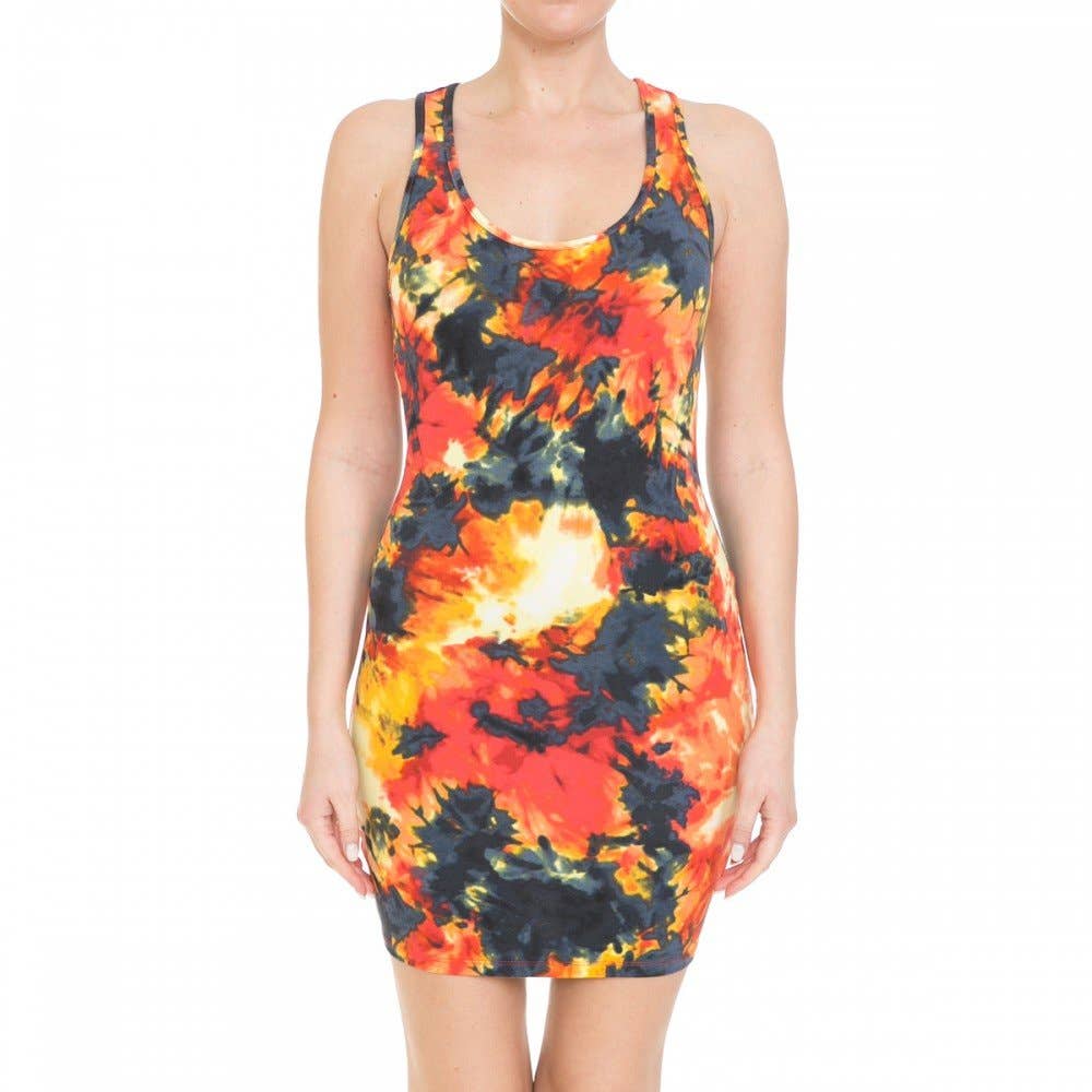 TIE DYE PRINT SCOOP NECK RACERBACK SLEEVELESS KNIT